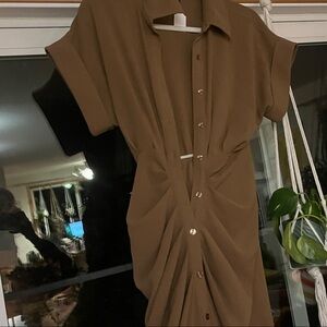 Steve Madden ruched Chocolate Brown wrap Dress
